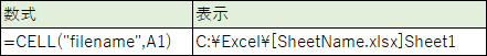 Excel シート名 CELL関数